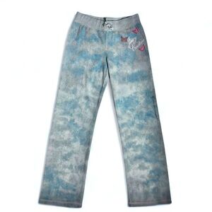 Vintage Juicy Couture Kids Terrycloth Pants Cloud Pattern with Hip Design